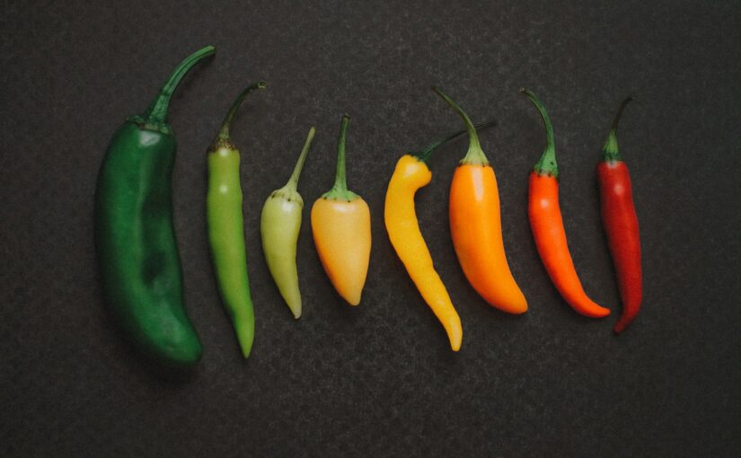 orange and green chili peppers
